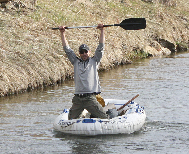 A man in a small boat